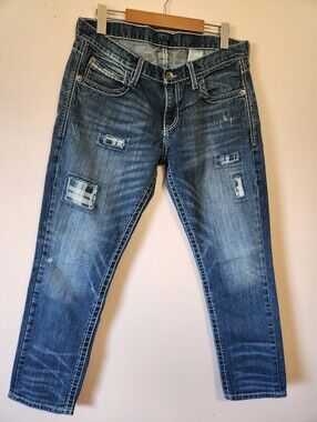 Cruel Denim Rhyon Distressed Plaid Patch Western Jeans Size 28/5S Rodeo Y2K